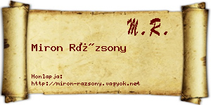 Miron Rázsony névjegykártya